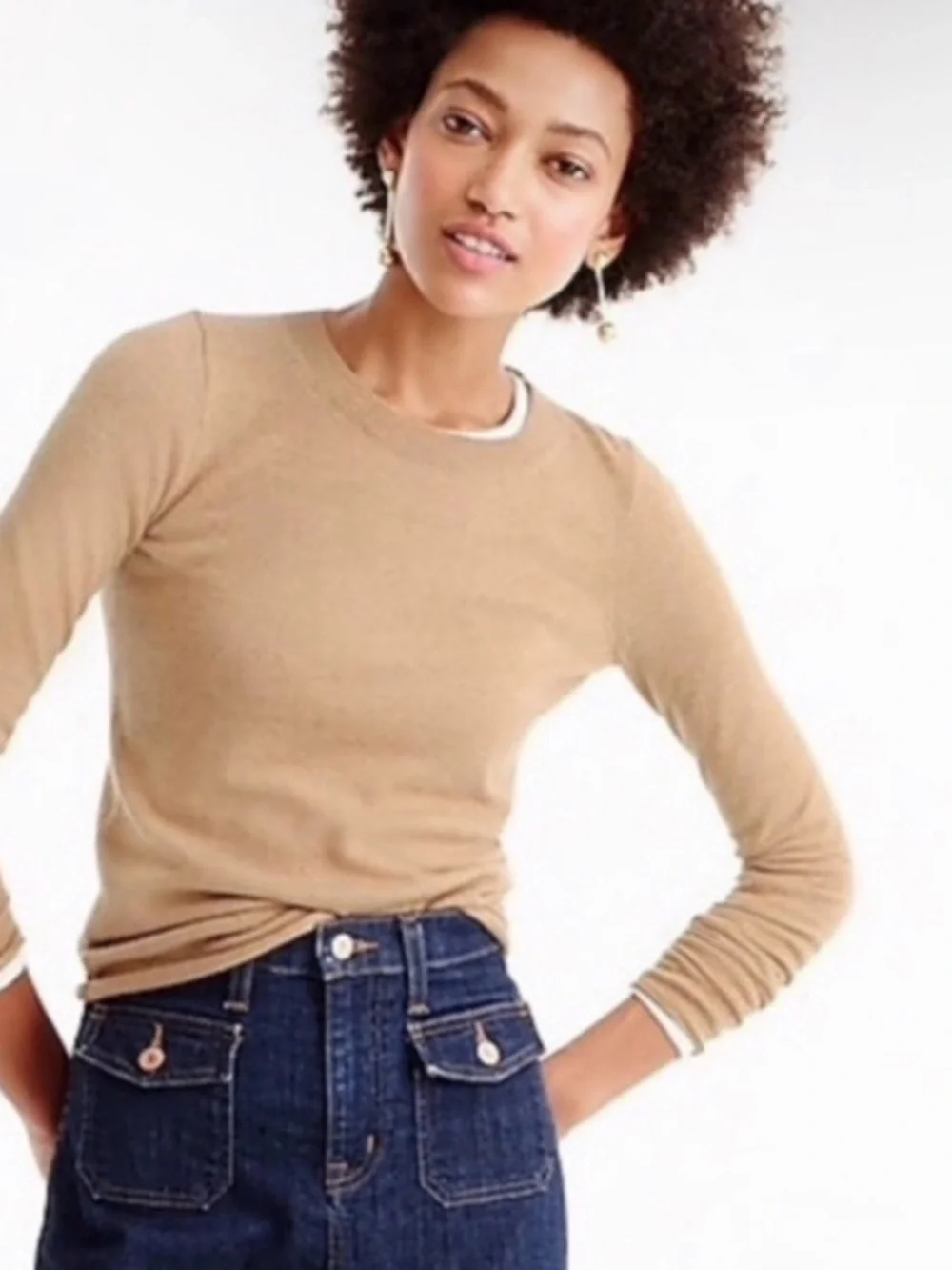 J. Crew Collection Italian Cashmere Pullover Sweater Size Medium Tan